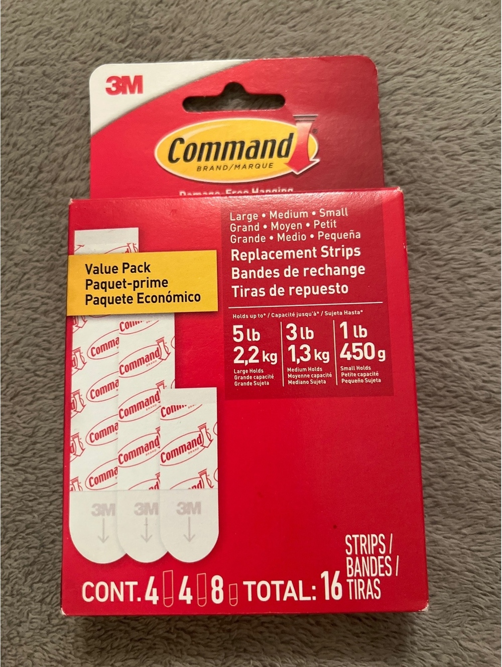 3M Command Replacement Strips Value Pack - Large, Medium, Small